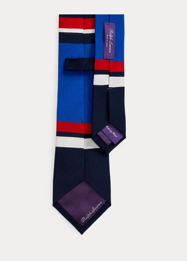 Corbatas Ralph Lauren Hombre Azul Marino / Rojos / Blancos - Striped Silk - LNCQV1752